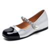 Grape Mother Same Style~ 2025 Summer Round Head French Flat-soled Single Shoes Color Matching Pearl Mary Jane Women's Shoes Versatile