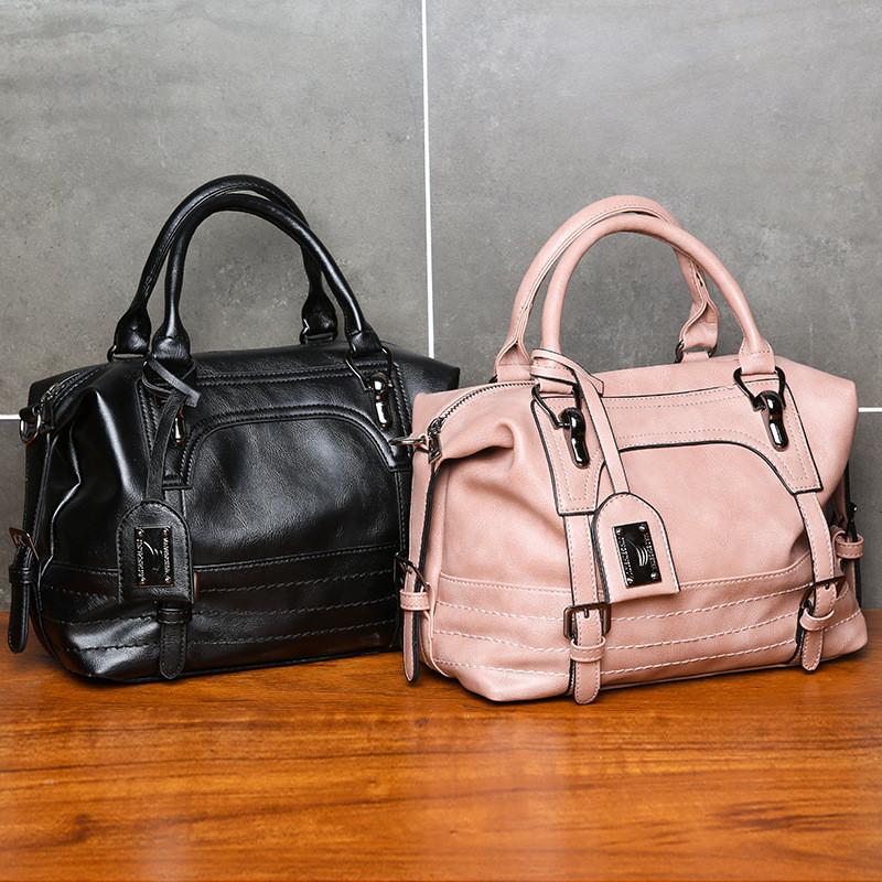 Borsa Boston Lussuosa Grande Capacità Effetto Pelle Vera Per Donna Con Colori Eleganti