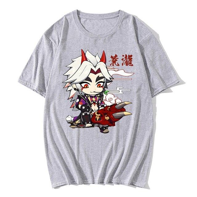 Genshin Impact Tshirt Arataki Itto T-shirt Game Graphic T Shirts Unisex Kawaii Clothes Girls Oversized Casual Tops 100% Cotton