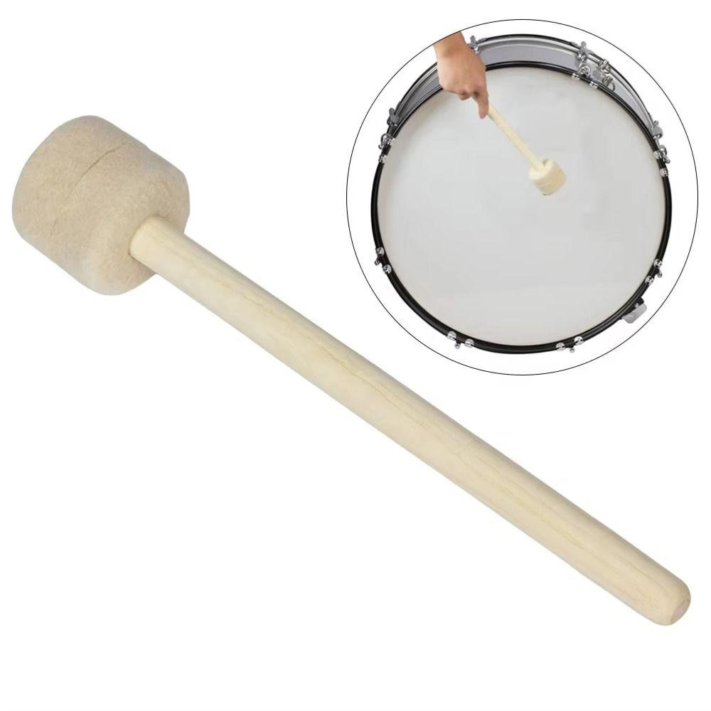 1pc Wood Handle Drum Wooden Mallet Wool Felt Head Wooden Drum Hammer Drum Sticks Percussion Part