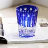 French Design Top Luxury Highball Whisky Glass Diamond Carving Royal Blue Crystal Wine Cup Whiskey Glass Water Drinking Tumbler