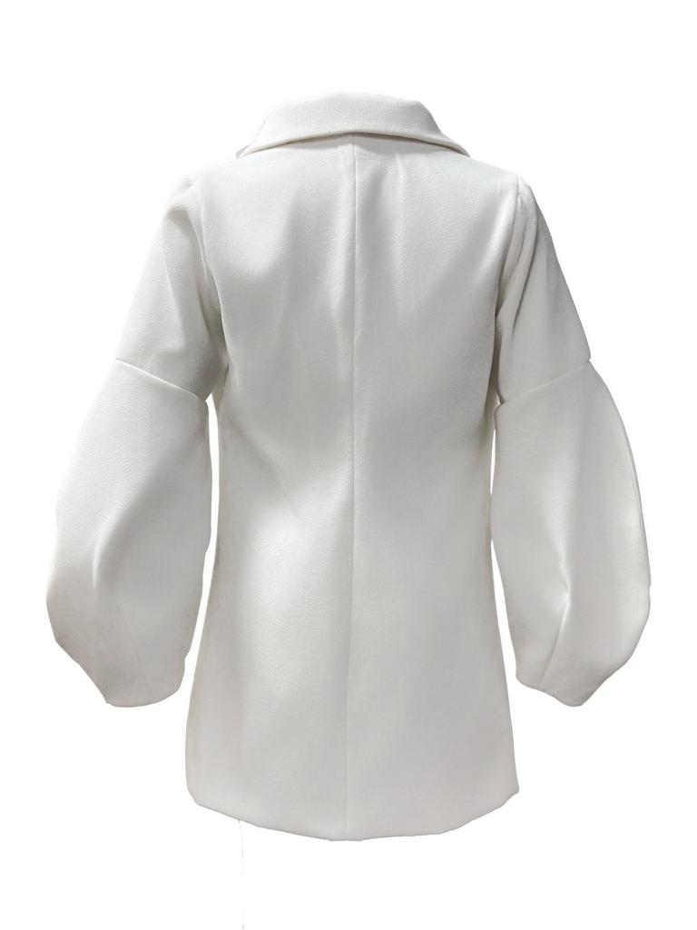 Available Retro European & American Wool Coat with Lantern Sleeves and Large Lapel for Autumn/Winter.