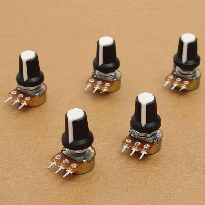 5Pcs WH148 Potentiometer 3Pin 1K 2K 5K 10K 20K 50K 100K 250k 500K 1M Ohm Linear Taper Drehpotentiometer Widerstände