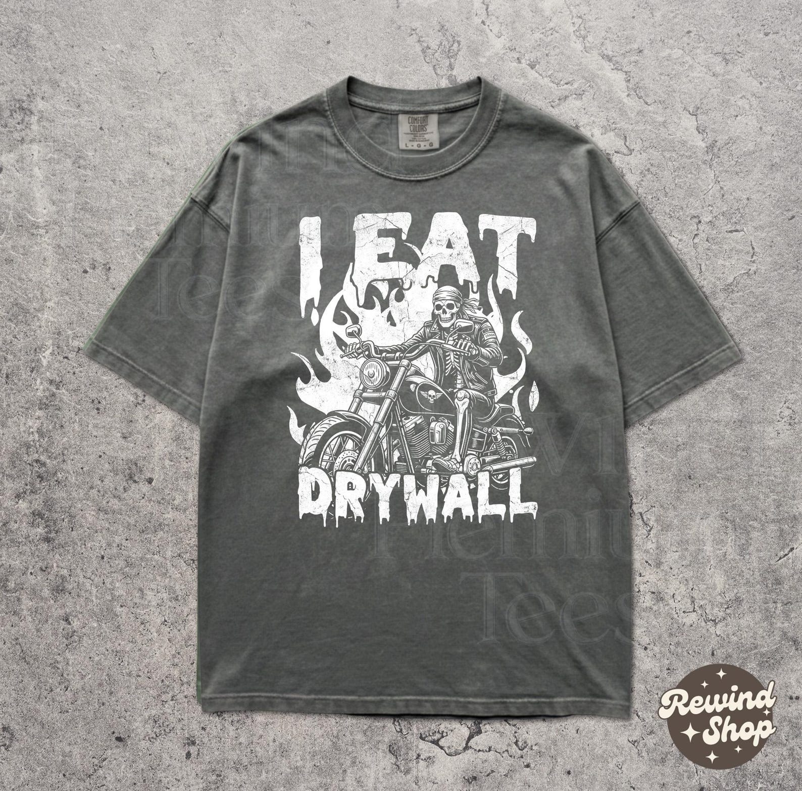 I Eat Drywall Meme Shirt - Funny Cursed Comfort Colors Tshirt - Sarcastic Skeleton Biker Tee 3XL