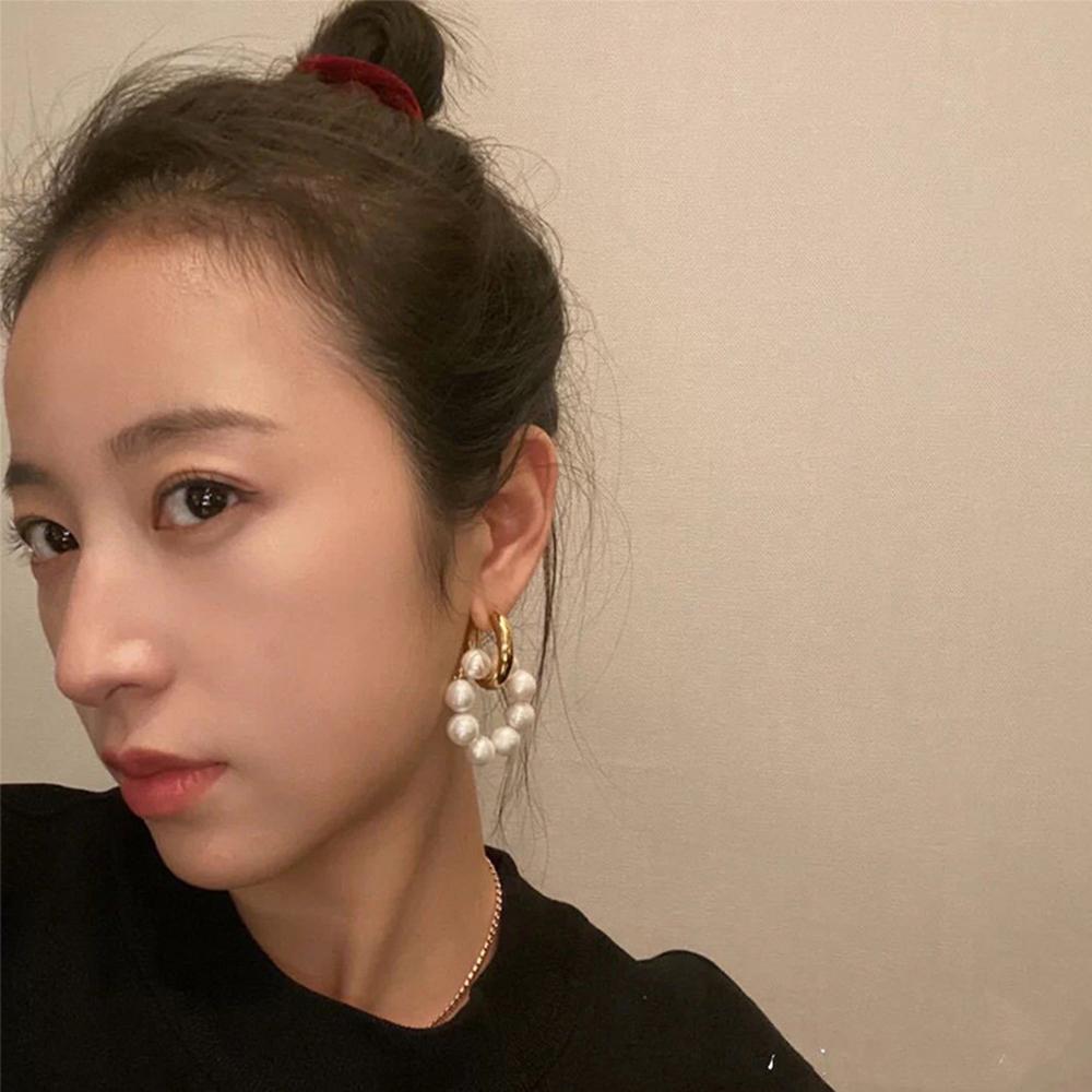 Fashion Women Charm Vintage Elegant Freshwater Pearl Pearl Earrings Fashion Jewelry Hoop Earrings