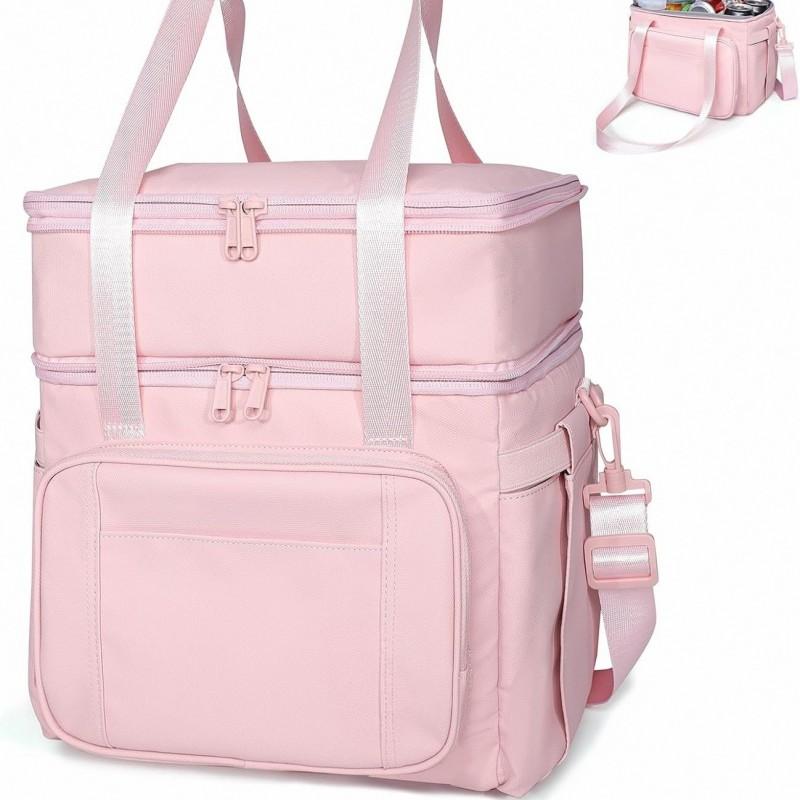Insulated Lunch Bag Double-Layer Leakproof Cooler Tote Crossbody Handheld Work Outdoor Picnic Travel