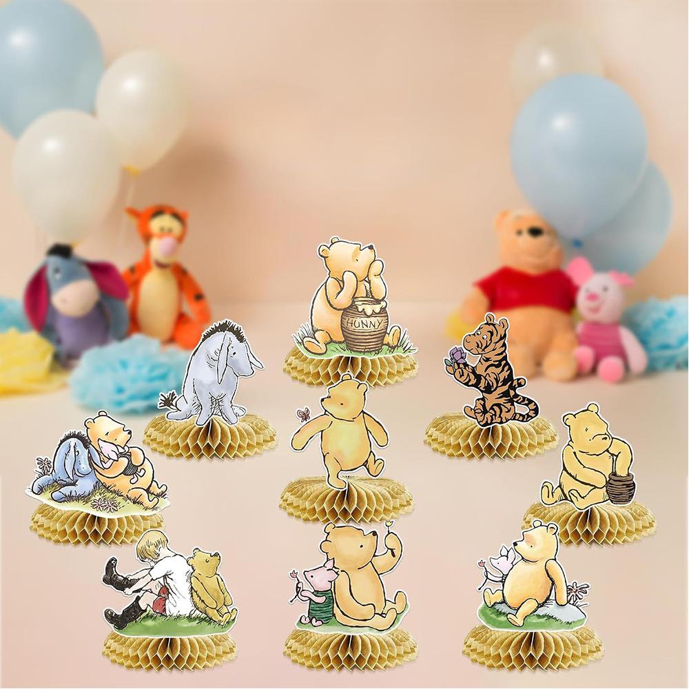 9pcs Winnie The Pooh Honeycomb Centerpieces For Baby Shower, Party Supplies