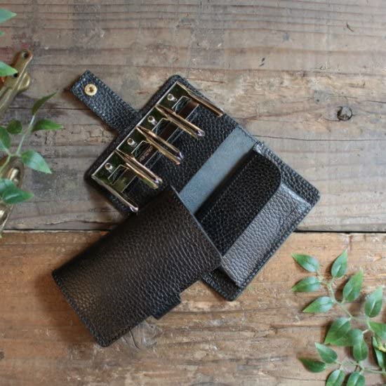 LITSTA Coin Wallet2, Coin Purse with Coin Holder, Pure Black Italian Leather (dollaro)