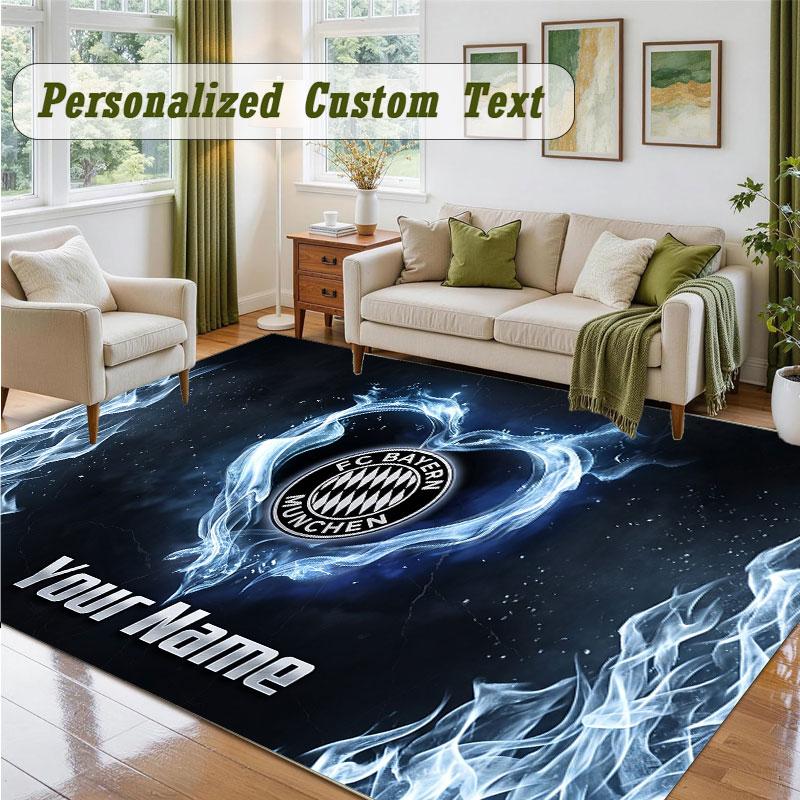 Crystal Velvet Square Rug Custom NameBayern Munich Pattern Non Slip Home Floor Decor Rug