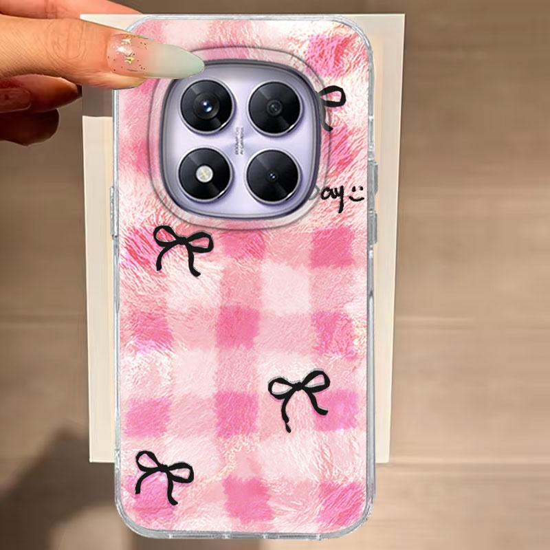 

Чехол для Redmi Note 14 Pro Plus 13 Pro 14S 14C 13C A3 Xiaomi 14T 13T Pro Чехол для телефона Розовый сетчатый узор для Redmi A5 Задние сумки Note 14 Pro Plus 5G