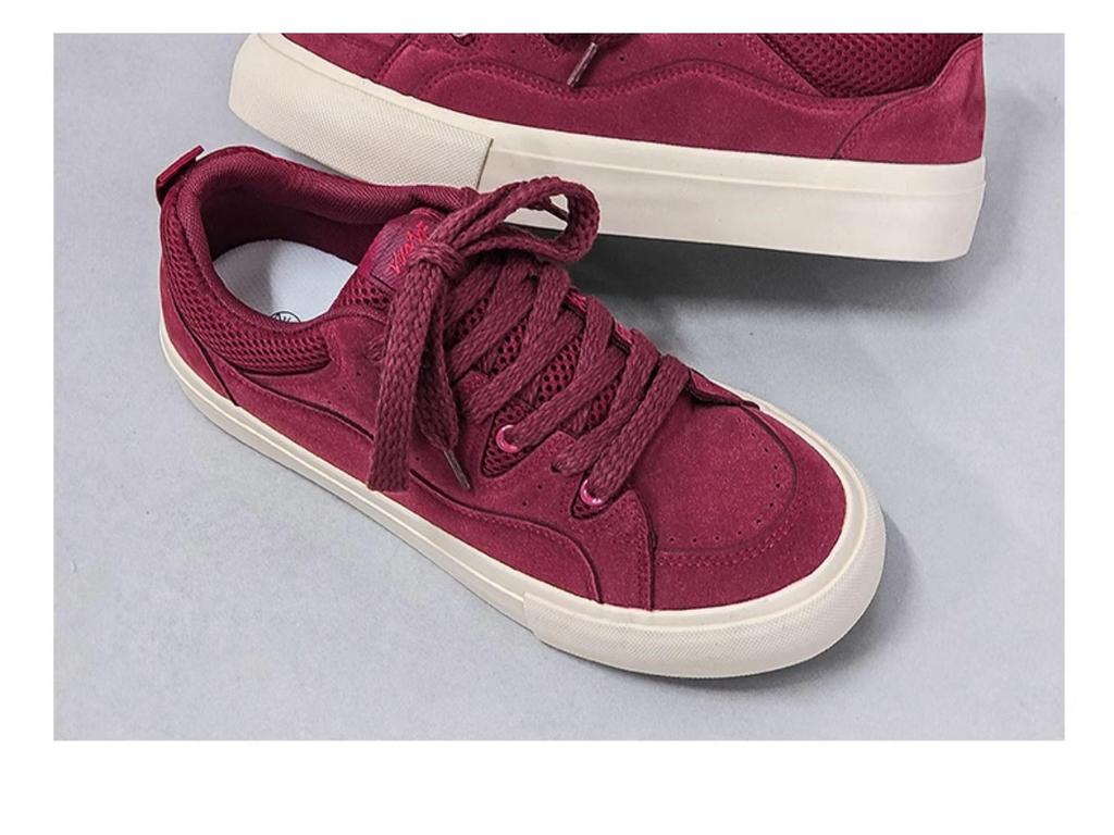 Burgunderfarbene Herren-Trend-Canvas-Sneaker: Vielseitiges, atmungsaktives Mesh für Freizeitsport und Sommer-Style