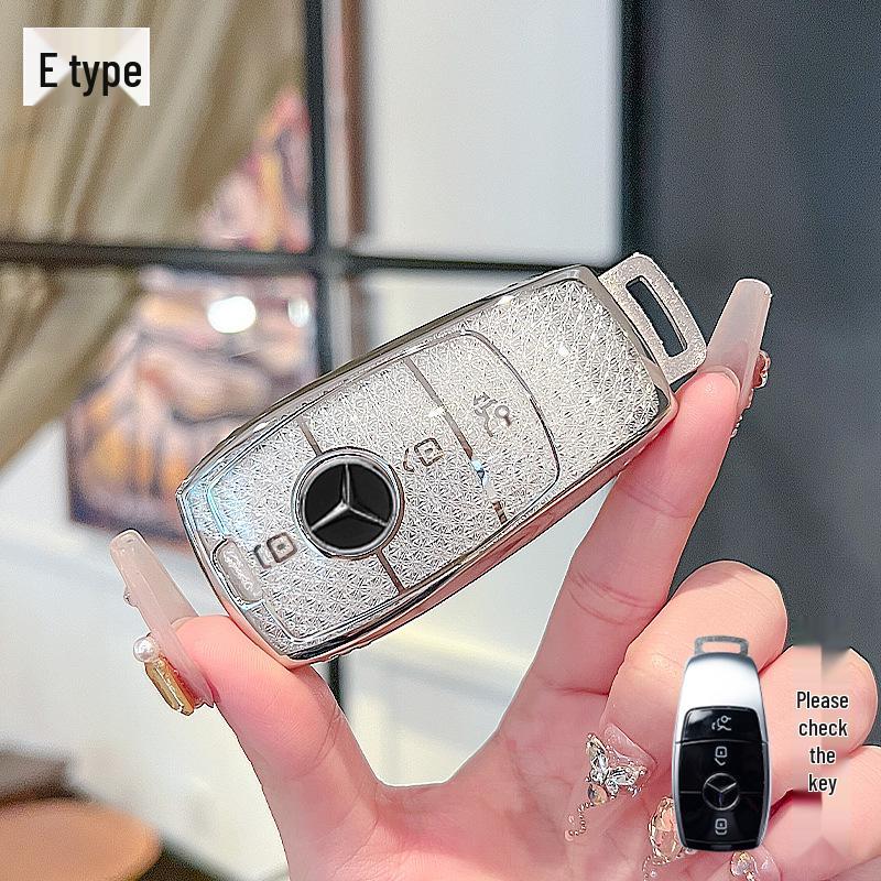 High-End Key Case for 25 Mercedes-Benz Models: E300L, C260L, GLC, GLS, EQE, A-Class - Elegant Design for Women