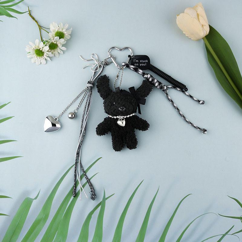 Cute Bear Keychain For Phones And Bags Pvc Decor With Heart Ribbon For Teens And Girls