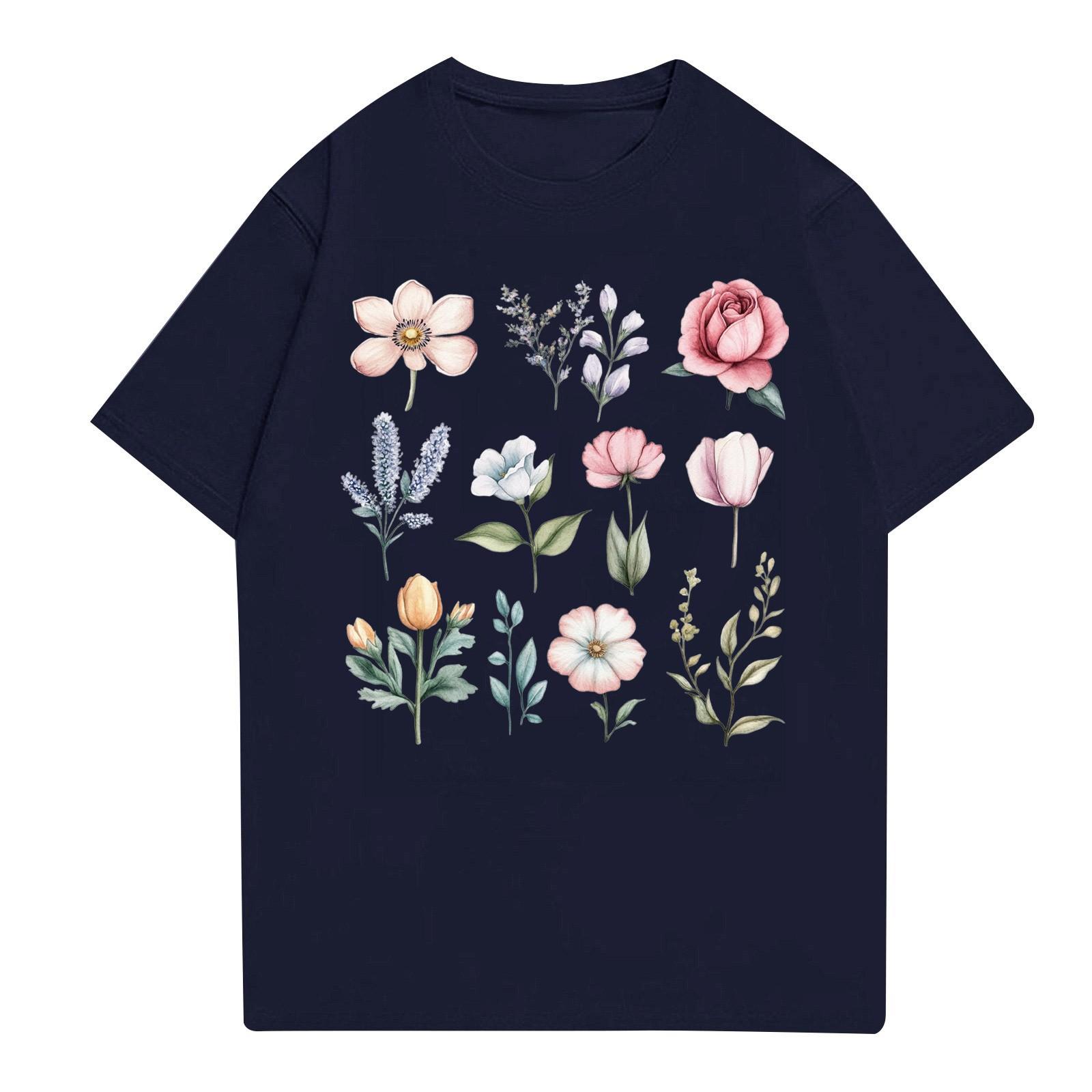 

Женская мода повседневная футболка с круглым вырезом и короткими рукавами, топ, футболка, топ XXL тёмно-синий