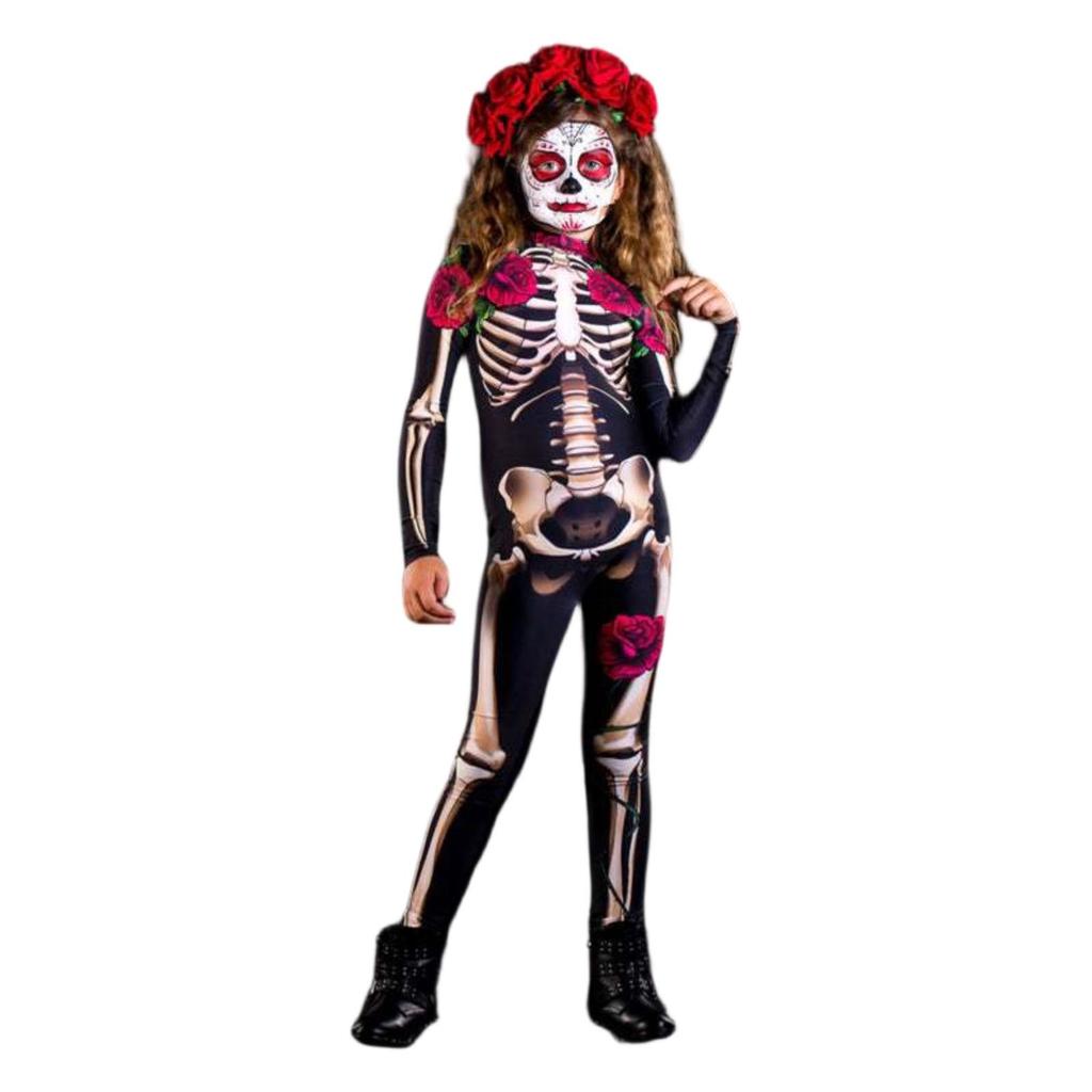 Halloween Skulls And Bones Trykt Jumpsuit Foreldre-Barn Kostyme
