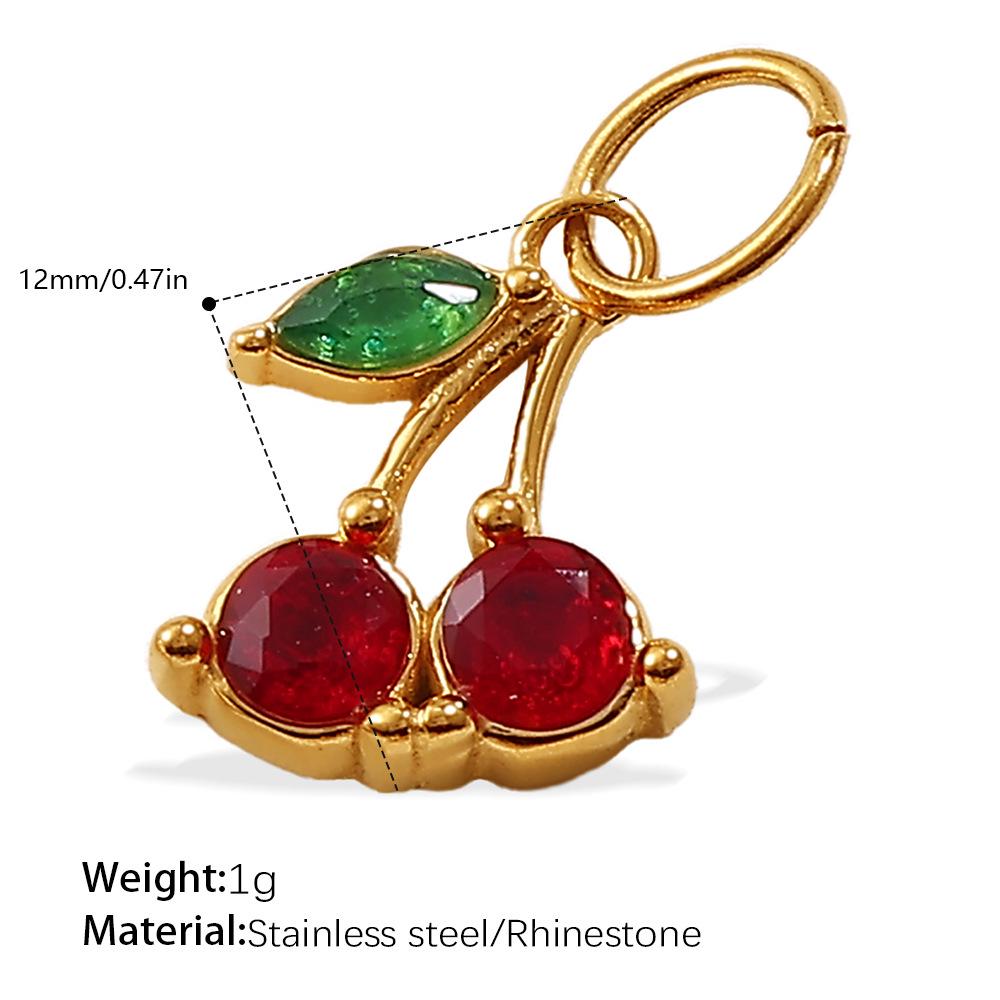 Stainless Steel Cherry Fruit Design Pendant for DIY Bracelets & Necklaces