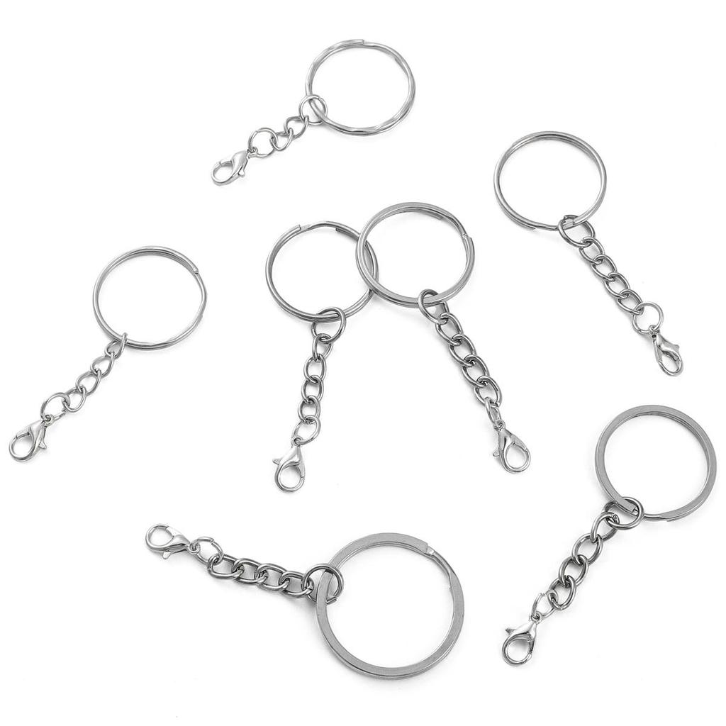 Iron Flat Ring Keychain Hanging Lobster Buckle Chain Buckles Connector For DIY Jewelry Making
