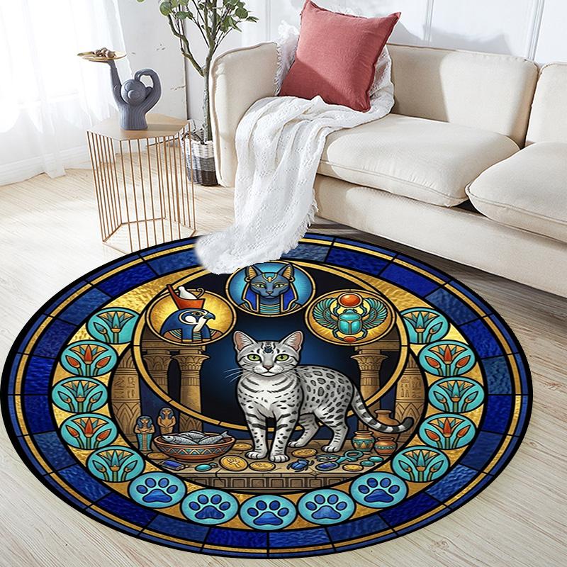 Cat Nature Symbols Round Area Rug Under Office Chairs Bedroom Living Room Home Decor
