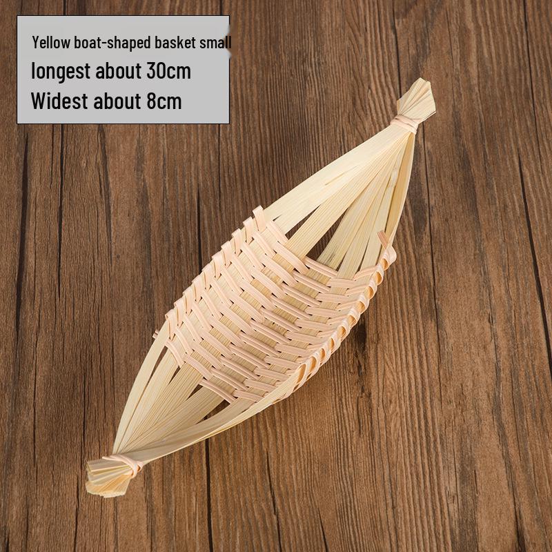Handmade Bamboo Boat-Shaped Woven Fruit and Snack Storage Basket