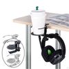 360° Rotation Headphone Holder Cup Aluminum Under Desk Cable Clip