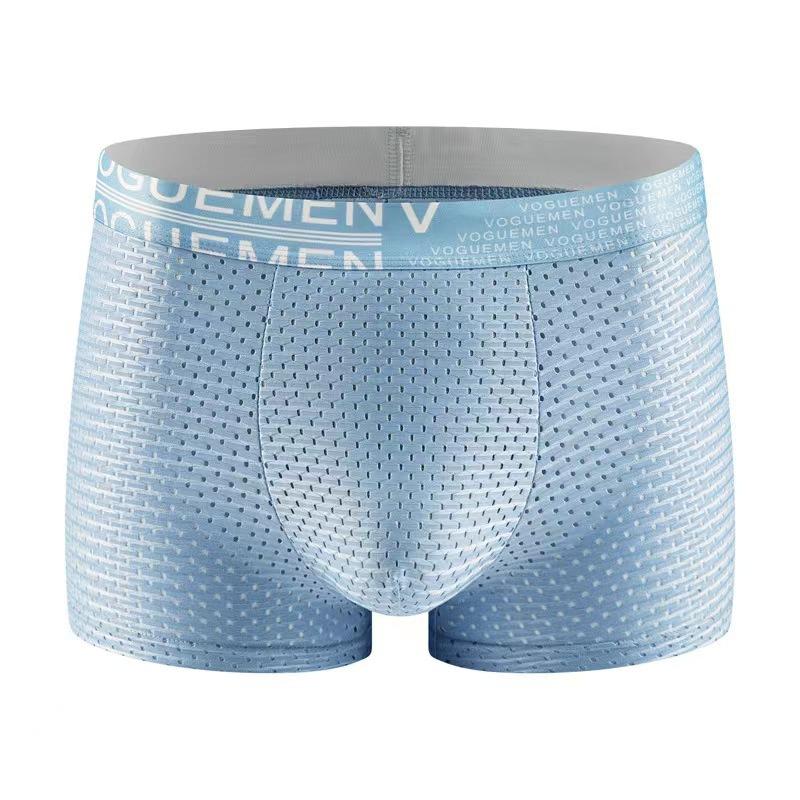 6pcs Men's Ice Silk Underwear Mesh Four Corner Shorts Summer Thin Breathable Large Flat Corner Shorts Boxer Brief