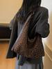 2025 New Retro Leopard Print Suede Tote: Large Capacity Autumn/Winter Shoulder Bag for Women - Korean Fashion Commute Style