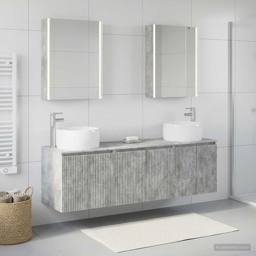 Bathroom Cabinet Set 5 Pcs Concrete Grey Particleboard