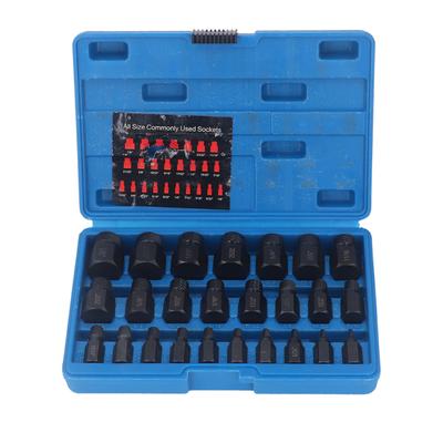 25 Pcs Screw Extractor Cr Mo Steel Hex Head Broken Damaged Bolt Stud Remover Set for Repair