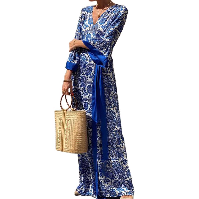 Women's Dress Fashion Bohemian Printed Midi Long Dresses