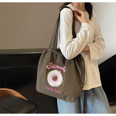 Embroidery Donut Nylon Bag Women's New Fashion Cartoon Commuter Bag Shoulder Handbag