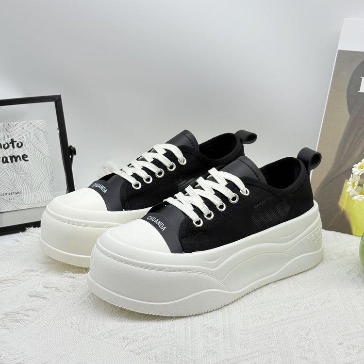 Thick-soled Mesh White Shoes Women's 2025 Summer New Versatile Breathable Casual Board Shoes Sports Shoes Women's Shoes Muffin Bottom