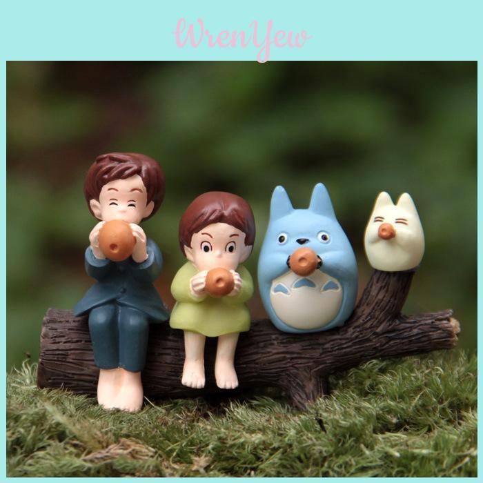 Můj soused Totoro Anime postava Kočičí holka Fouká na flétnu Mini model DIY Dekorace Pro darování