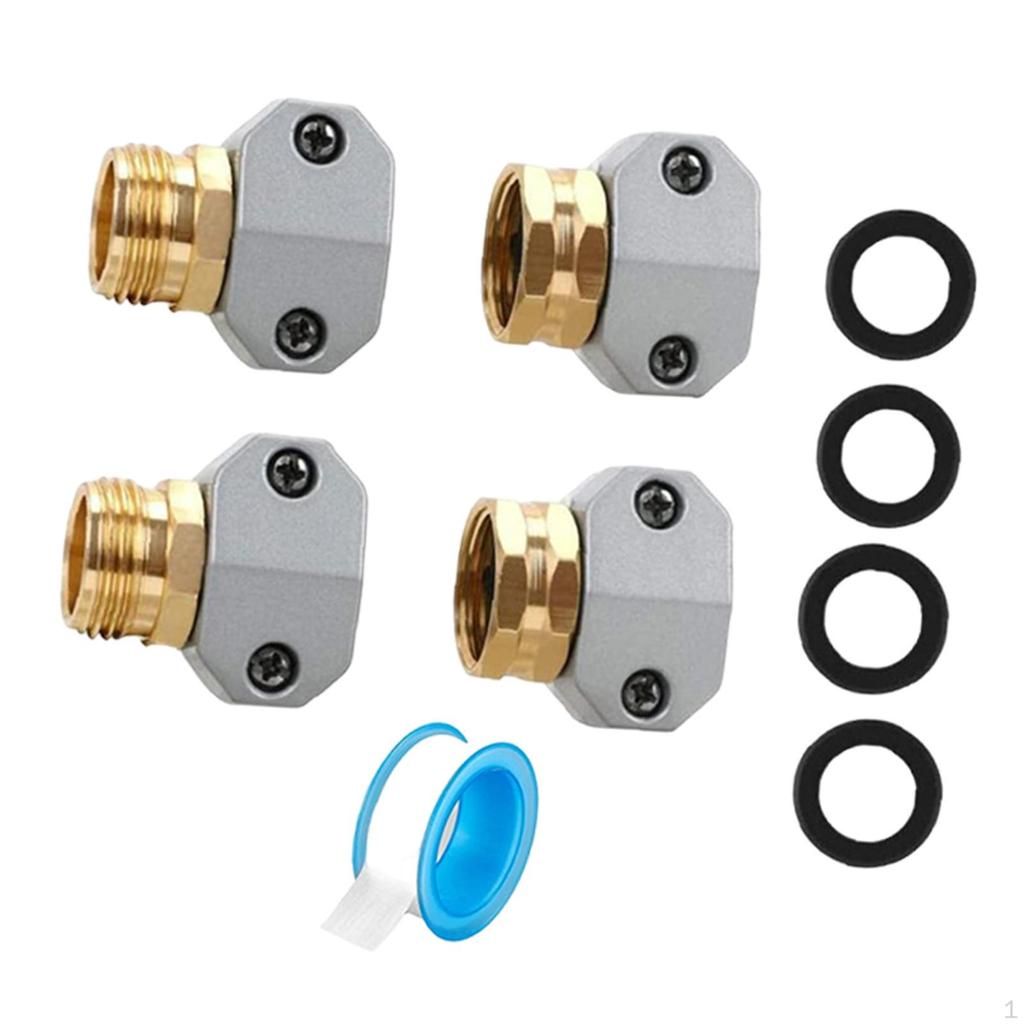 Garden Hose Repair Set End Mender Fit 3/4 Inch and 5/8 Hoses Aluminum Water