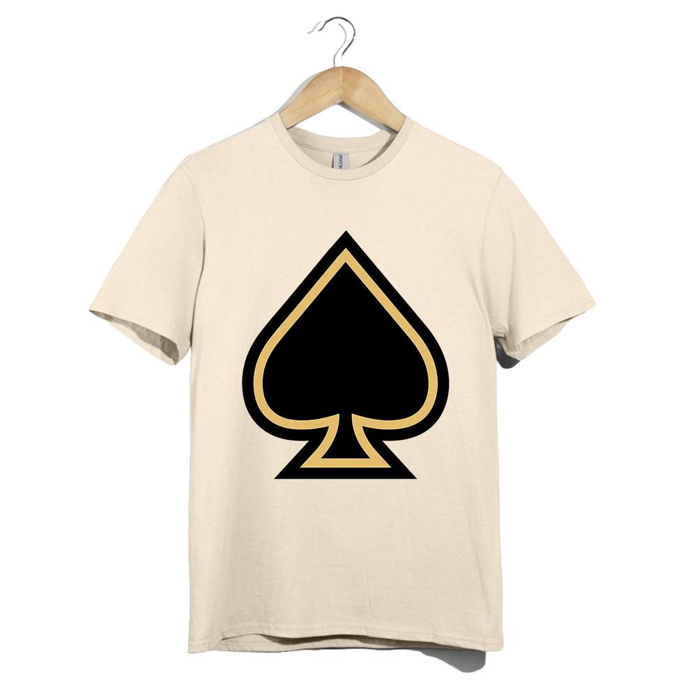 

Gothic Streetwear T Shirt Unisex Gold Ace Of Spades Poker Card Minimal Gift Tee 3XL