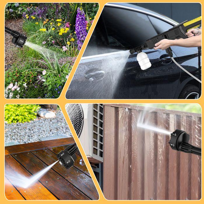 High Pressure Cordless Cleaner 21V 21000 RPM Electric Water Gun 6 In 1 for Car Cleaning, Floors, Garden and Walls