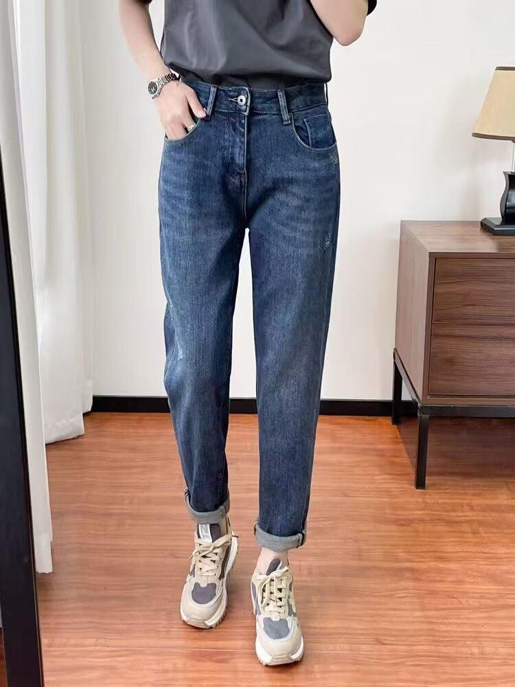 

Женские джинсы больших размеров с высокой посадкой и свободного кроя - Коллекция Весна/Осень 2024 3XL