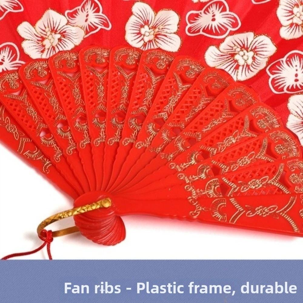 Hanfu Fächer Blumenmuster Chinesischer Faltfächer Traditionell Vintage Handfächer mit Quaste Tragbar Tanzfächer Geschenke