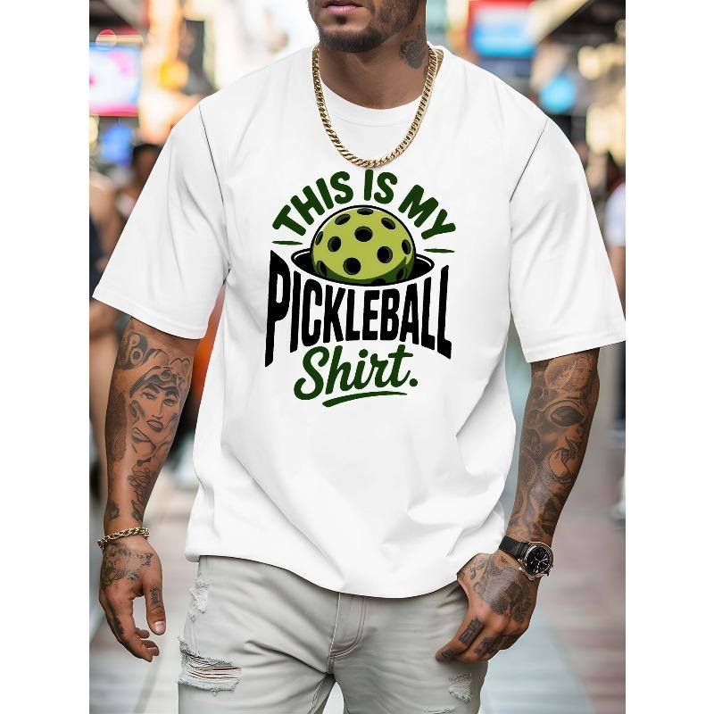 European Sizes Pickleball Men's T-shirts Printed T-shirts , Round Neck Short-sleeved Suits for Street Fashion and Gym Workouts