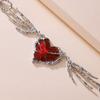 New Sweet Cool Punk Style Dark Red Love Pendant Neck Chain Dark Niche Design Temperament Versatile Collarbone Chain