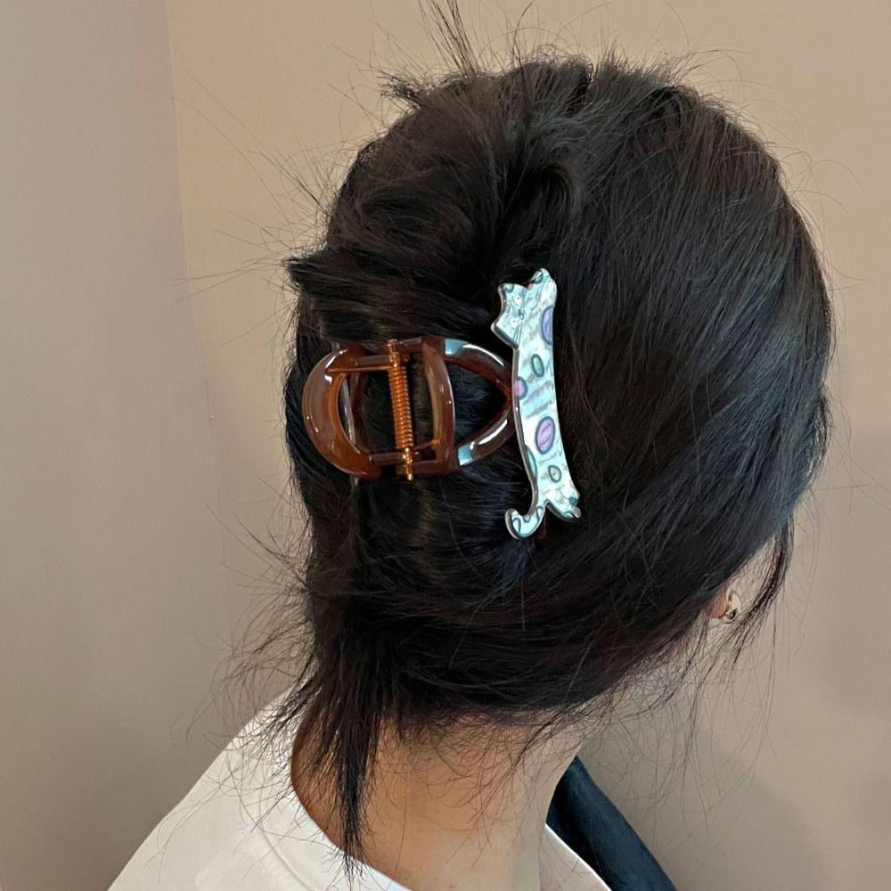 Resin Hair Grab Clip Double-side Dog Hair Claw Headdress Cat Shark Clip  Hair Styling