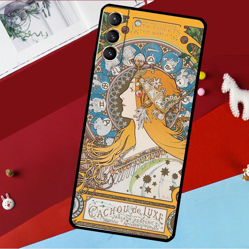 Alphonse Mucha Art Case For Samsung Galaxy S23 S22 S21 Ultra S20 FE S9 S10 Note 10 Plus Note 20 Ultra Cover