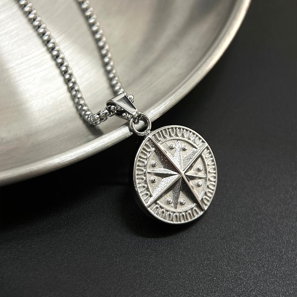 VAF New Design Silver/18K Gold Compass Pendant Necklace Jewelry 316L Stainless Steel Halskette Compass
