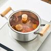 Aluminum Soup Pot with Double Wooden Handle and Glass Cover for Gas Induction Cooktops Multipurpose Cooking Application