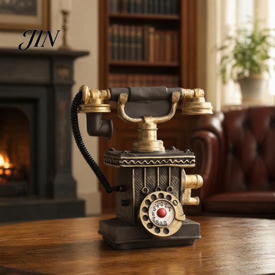 Dust-proof Telephone Resin Figurine, Retro Phone Model Statue with Matte Finish, Office Old-Fashioned Victorian Style Desk Decor for Home Bookshelf