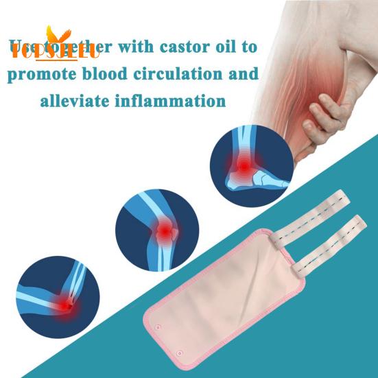 2Pcs Castor Oil Pack Wrap - Washable, Reusable, Castor Oil Compress Pad with Adjustable Elastic Strap