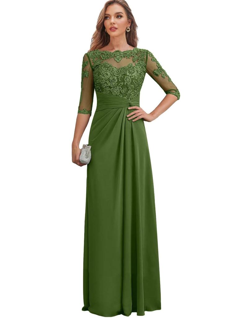 Dress European and American Chiffon Elegant Seven-quarter-sleeved Multi-color Enlarged Evening Dress Dance Dress