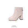 Women's High Heel Ankle Boots: British Style, Chunky Heel, Square Toe, Slim Fit – Perfect for Autumn and Winter.