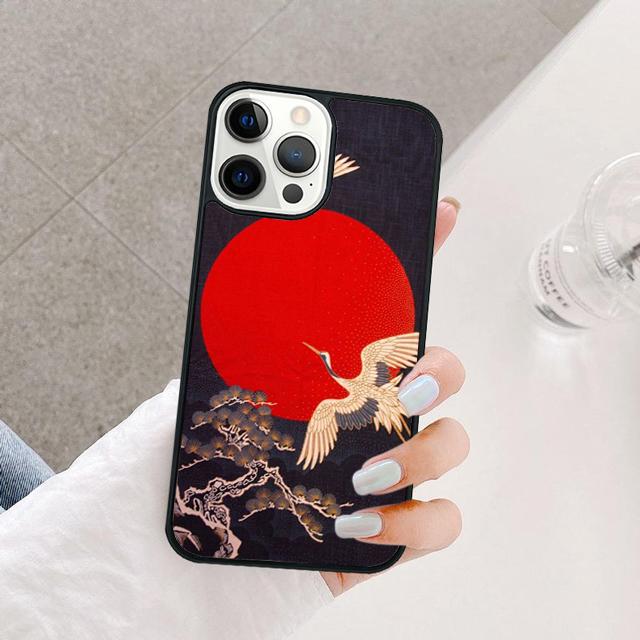 Japanese Cranes Art Coque Shell For iPhone 17 Air 15 16 14 13 12 Pro Max 11 Pro Max Plus Phone Case Cover