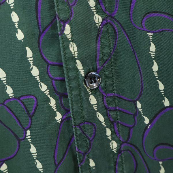 HONOLULU USA silk All-over shell print Short sleeve Aloha shirt S green Men's Used