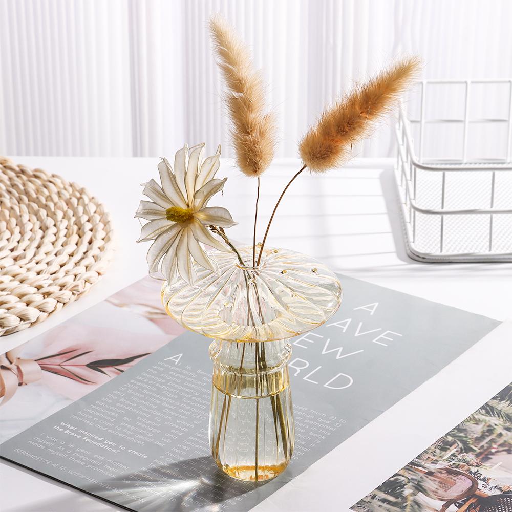 Colorful Mushroom Flower Bottle Simple Hydroponic Plant Glass Vase Solid Color Aromatherapy Bottle Pumpkin Glass Home Decoration